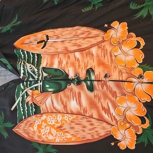 Hawaiian Shirt with Red and Green Design